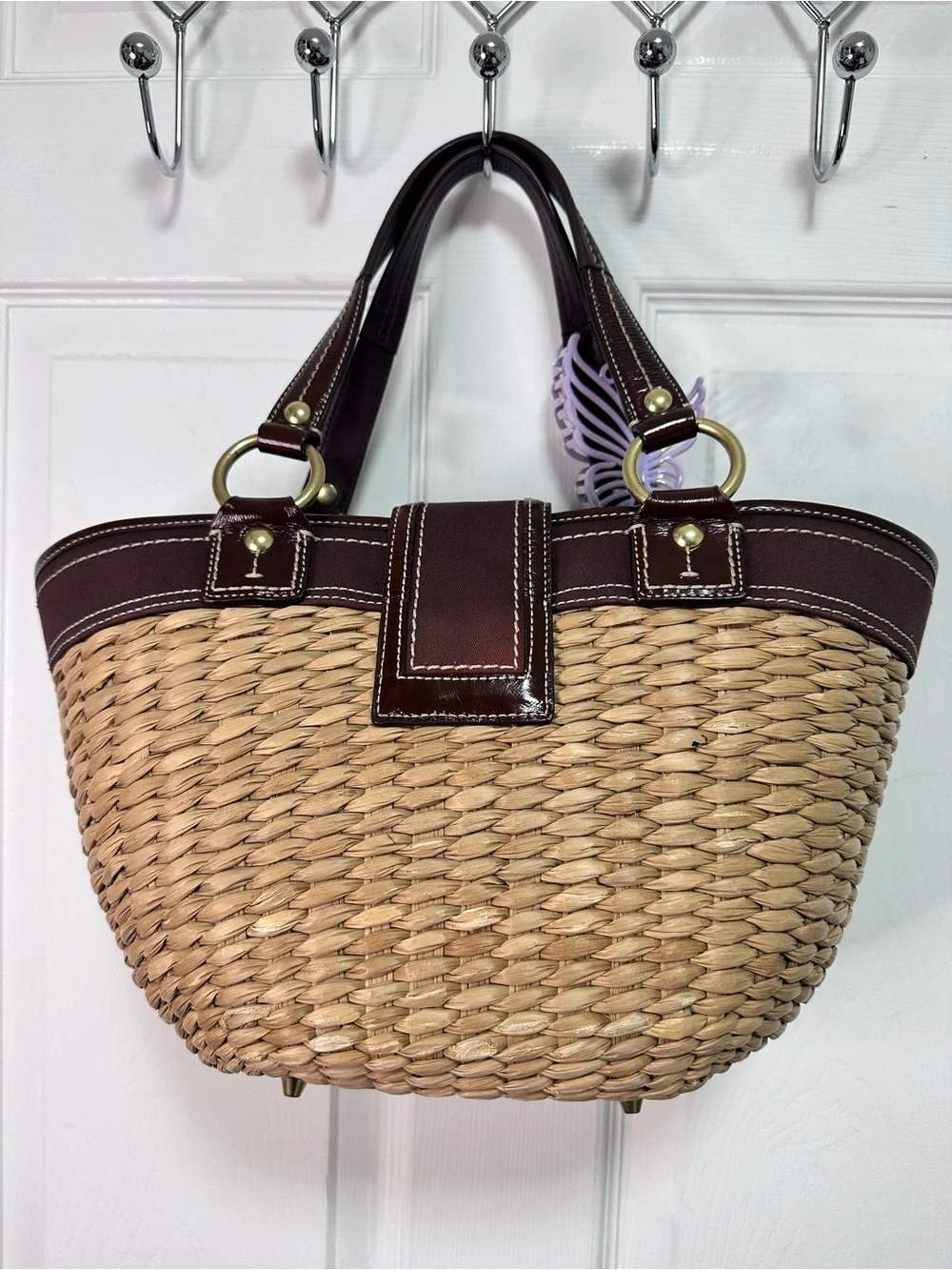 Coach woven straw